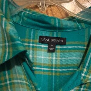 Lane Bryant Green Plaid Shirt
